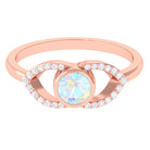 3/4 CT Bezel Set Ethiopian Opal Split Shank Engagement Ring with Diamond Accent Ethiopian Opal - ( AAA ) - Quality - Rosec Jewels