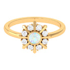 3/4 CT Natural Ethiopian Opal and Diamond Statement Ring Ethiopian Opal - ( AAA ) - Quality - Rosec Jewels