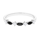 1/2 CT Simple Black Onyx and Diamond Half Eternity Ring Black Onyx - ( AAA ) - Quality - Rosec Jewels
