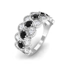 Black Onyx and Diamond Designer Band Ring Black Onyx - ( AAA ) - Quality - Rosec Jewels