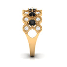 Black Onyx and Diamond Designer Band Ring Black Onyx - ( AAA ) - Quality - Rosec Jewels