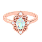 Solitaire Ethiopian Opal Art Deco Engagement Ring with Diamond Ethiopian Opal - ( AAA ) - Quality - Rosec Jewels