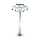 Oval Created Emerald Statement Engagement Ring with Moissanite Halo Lab Created Emerald - ( AAAA ) - Quality - Rosec Jewels