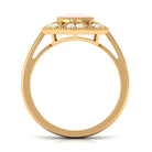 1.25 CT Round Rose Quartz and Diamond Vintage Engagement Ring Rose Quartz - ( AAA ) - Quality - Rosec Jewels