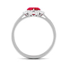 1 CT Lab Created Ruby Heart Engagement Ring with Diamond Accent Lab Created Ruby - ( AAAA ) - Quality - Rosec Jewels