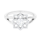 Certified Moissanite Floral Cocktail Ring Moissanite - ( D-VS1 ) - Color and Clarity - Rosec Jewels