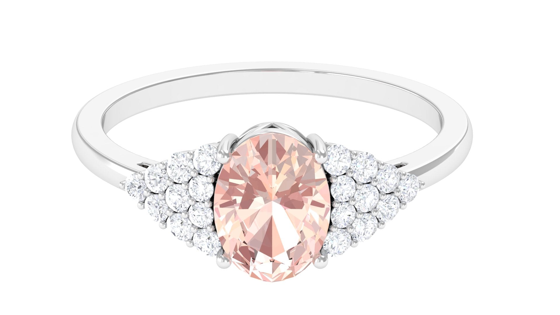 Rosec Jewels-1.50 Ct Solitaire Morganite Oval Engagement Ring with Diamond
