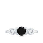 Round Shape Created Black Diamond and Diamond Infinity Engagement Ring Lab Created Black Diamond - ( AAAA ) - Quality - Rosec Jewels