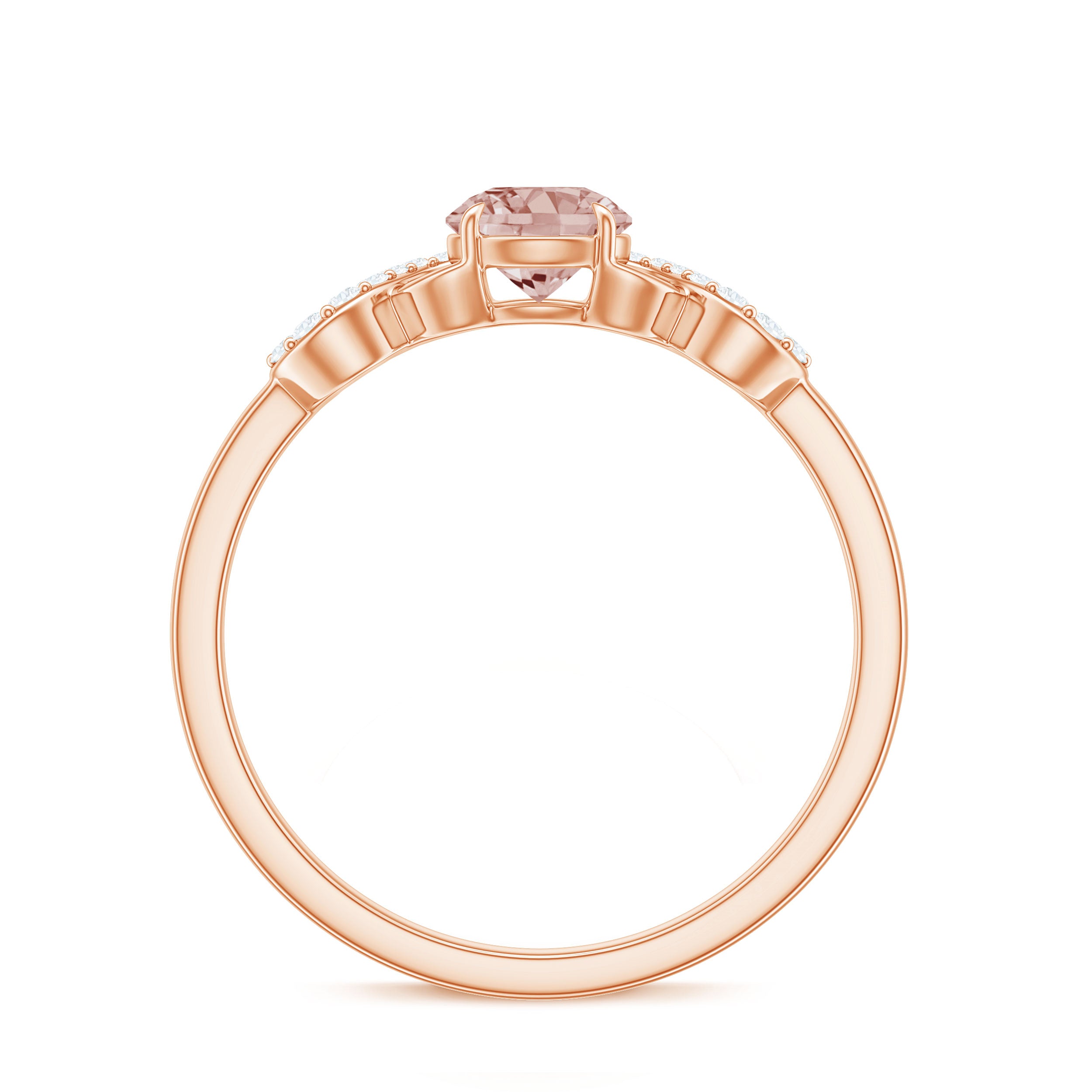 Rosec Jewels-1/2 CT Round Morganite and Diamond Infinity Engagement Ring