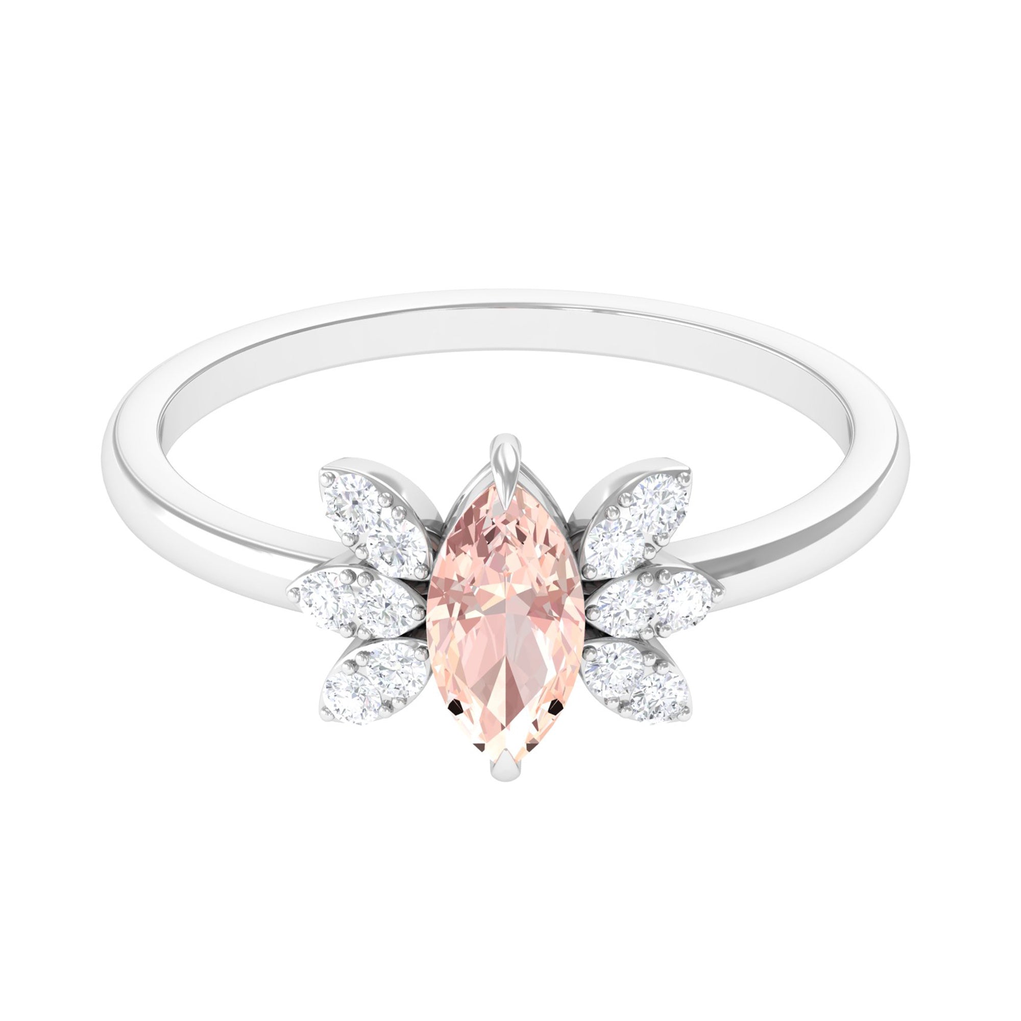 1 Ct Marquise Morganite and Diamond Engagement Ring Morganite - ( AAA ) - Quality - Rosec Jewels