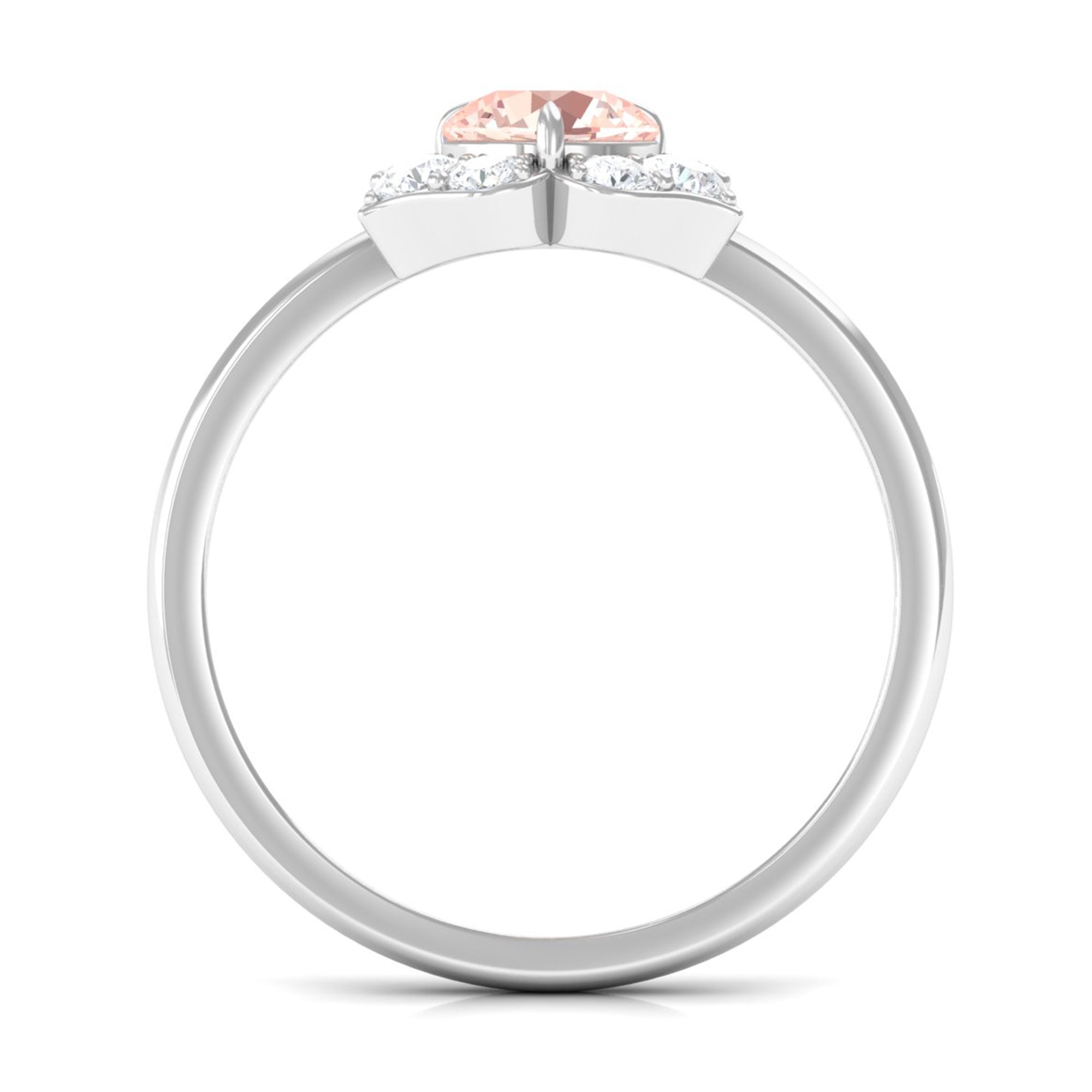 Rosec Jewels-1 CT Round Morganite Flower Engagement Ring with Diamond