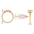 Rosec Jewels-1.25 CT Princess Cut Morganite Floral Engagement Ring with Diamond