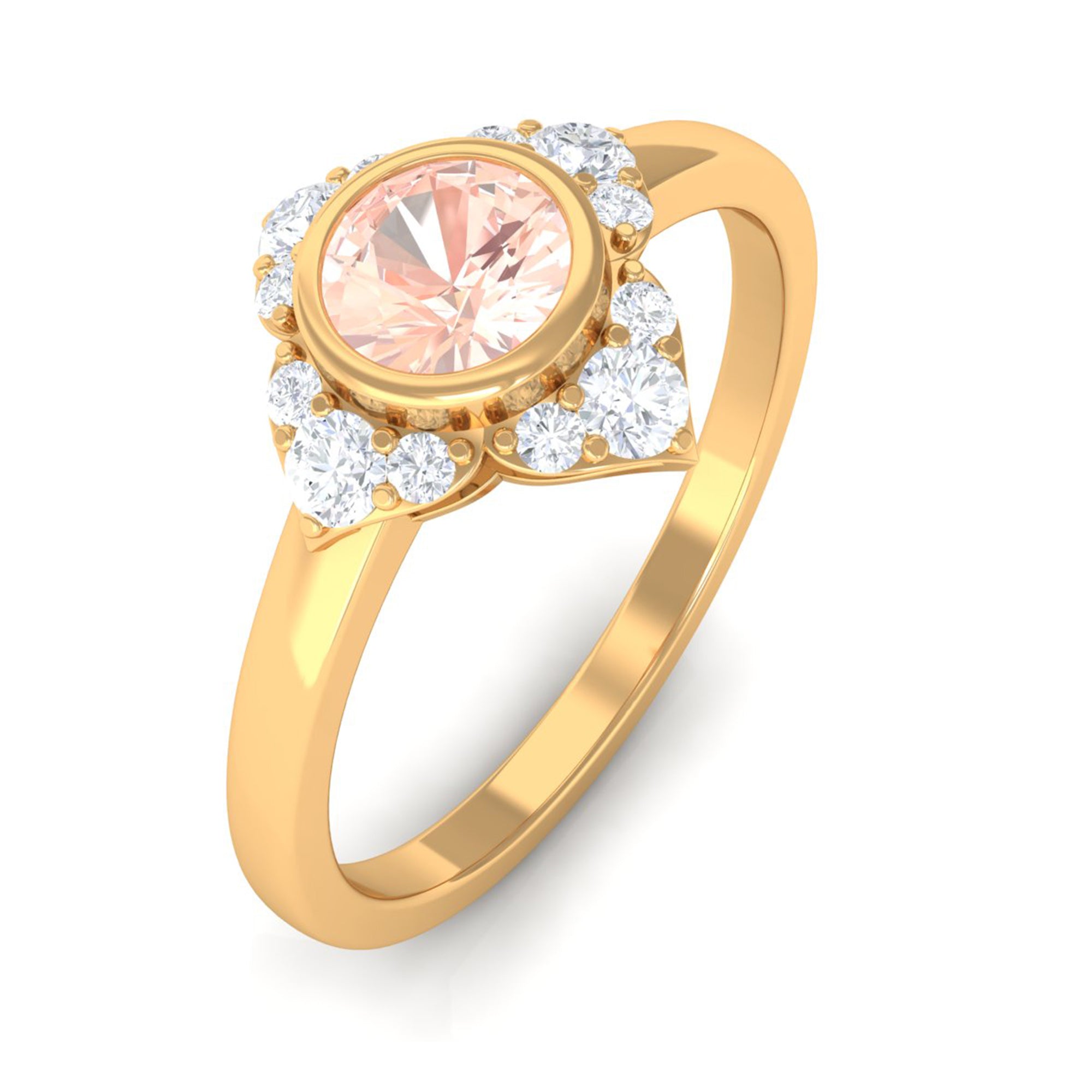 Rosec Jewels-Vintage Morganite Flower Engagement Ring with Diamond