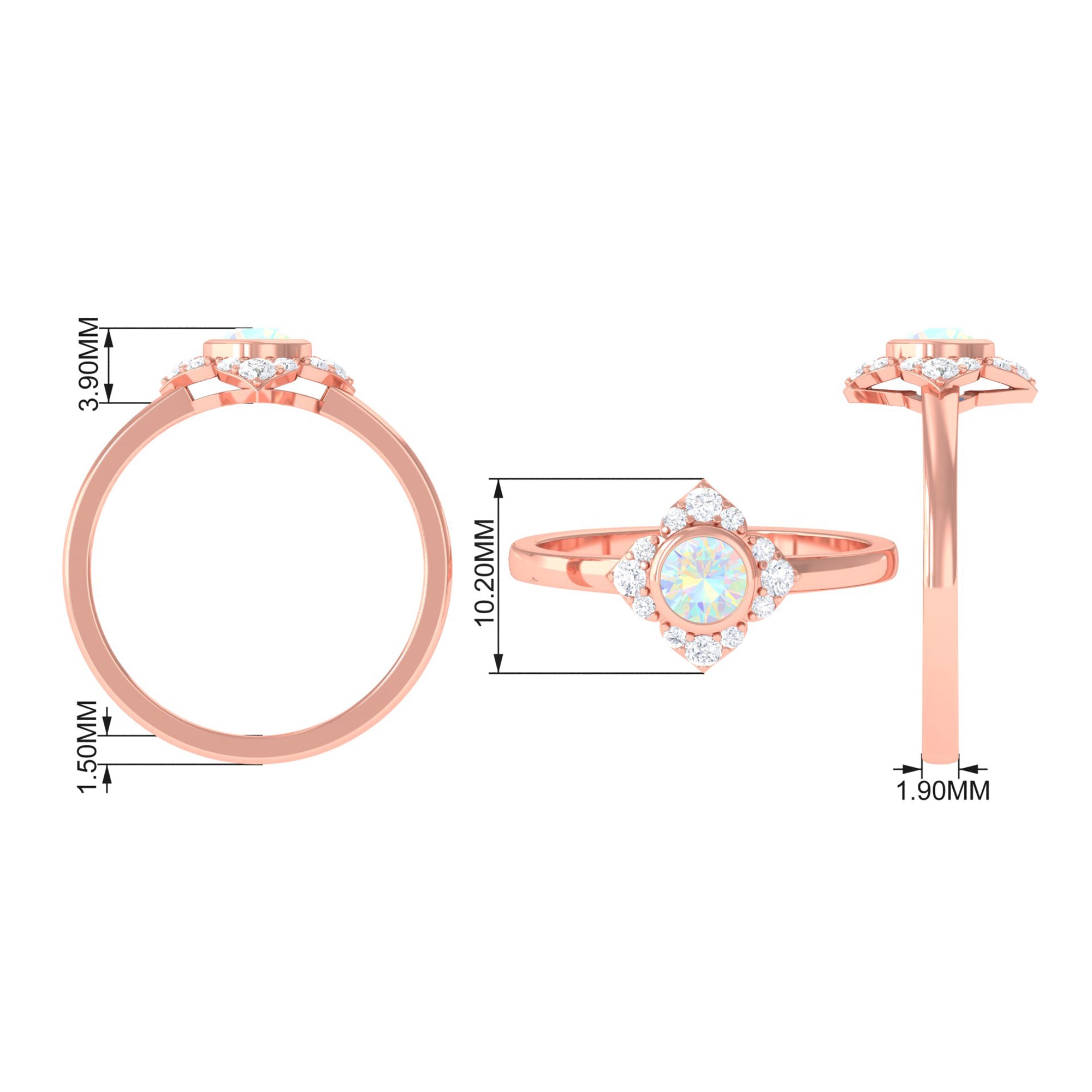 Bezel Set Ethiopian Opal Flower Engagement Ring with Diamond Ethiopian Opal - ( AAA ) - Quality - Rosec Jewels