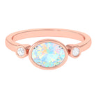 Bezel Set Oval Ethiopian Opal Solitaire East West Ring with Diamond Ethiopian Opal - ( AAA ) - Quality - Rosec Jewels