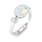 Bezel Set Oval Ethiopian Opal Solitaire East West Ring with Diamond Ethiopian Opal - ( AAA ) - Quality - Rosec Jewels