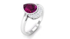 Bezel Set Rhodolite Teardrop Cocktail Ring with Diamond Accent Rhodolite - ( AAA ) - Quality - Rosec Jewels