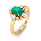 1 CT Oval shape Emerald Cocktail Ring with Diamond Emerald - ( AAA ) - Quality - Rosec Jewels