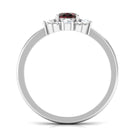 Garnet and Diamond Cocktail Ring with Beaded Garnet - ( AAA ) - Quality - Rosec Jewels