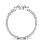 Oval Rose Quartz Cocktail Ring with Diamond Rose Quartz - ( AAA ) - Quality - Rosec Jewels