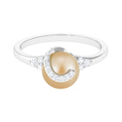 Designer South Sea Pearl Solitaire Engagement Ring with Diamond South Sea Pearl - ( AAA ) - Quality - Rosec Jewels