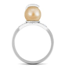 Designer South Sea Pearl Solitaire Engagement Ring with Diamond South Sea Pearl - ( AAA ) - Quality - Rosec Jewels