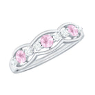 1.25 CT Rose Quartz and Diamond Wedding Anniversary Band Ring Rose Quartz - ( AAA ) - Quality - Rosec Jewels