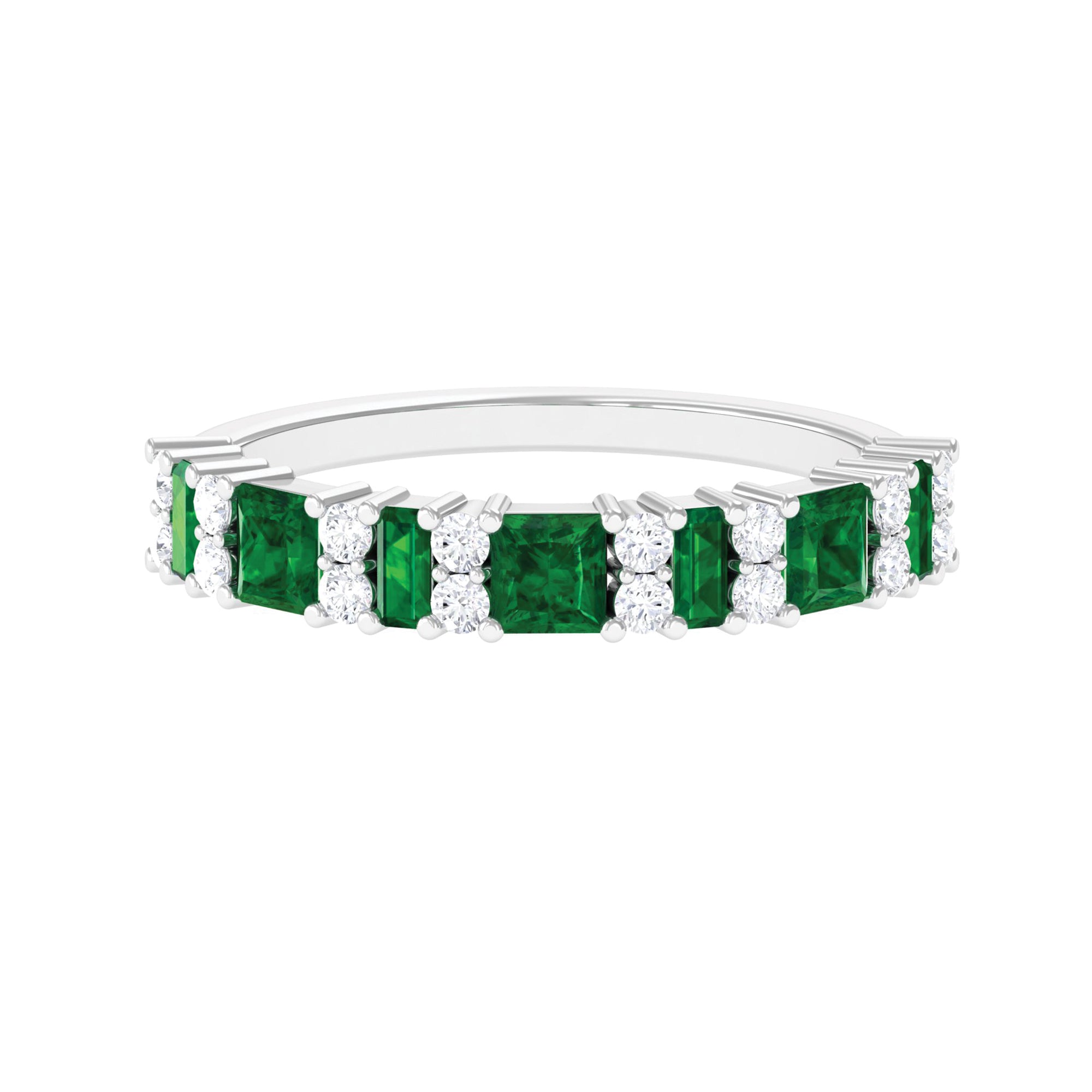 Rosec Jewels-Lab-Created Emerald and Diamond Classic Eternity Band Ring