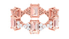 Morganite Designer Eternity Ring with Moissanite Morganite - ( AAA ) - Quality - Rosec Jewels