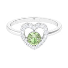 Green Sapphire Heart Promise Ring with Diamond Halo Green Sapphire - ( AAA ) - Quality - Rosec Jewels