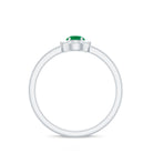 Minimal Emerald Promise Ring with Diamond Halo Emerald - ( AAA ) - Quality - Rosec Jewels