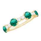 Round Created Emerald and Diamond Alternate Half Eternity Ring Lab Created Emerald - ( AAAA ) - Quality - Rosec Jewels