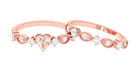 Heart Shape Morganite Stackable Ring Set with Diamond Morganite - ( AAA ) - Quality - Rosec Jewels