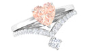 Heart Shape Morganite Ring Set with Diamond Morganite - ( AAA ) - Quality - Rosec Jewels