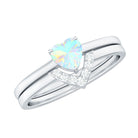 Heart Shape Ethiopian Opal and Diamond Ring Set Ethiopian Opal - ( AAA ) - Quality - Rosec Jewels