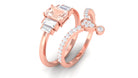 Morganite Stackable Ring Set with Moissanite Morganite - ( AAA ) - Quality - Rosec Jewels