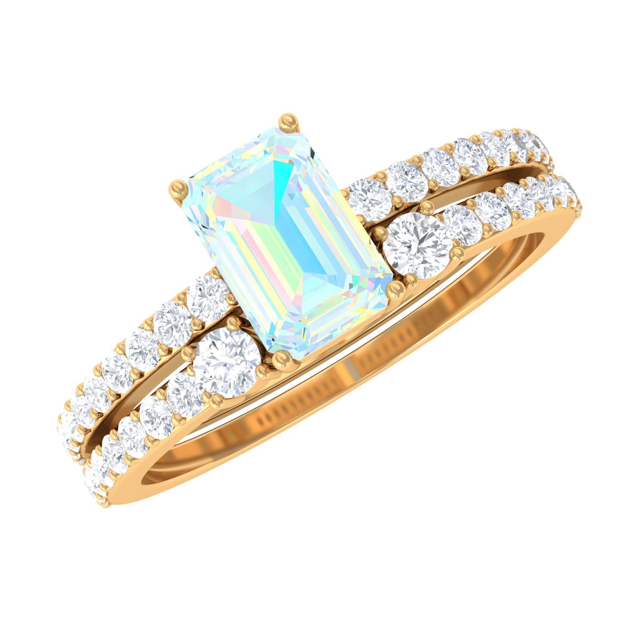 Ethiopian Opal and Diamond Solitaire Ring Set Ethiopian Opal - ( AAA ) - Quality - Rosec Jewels