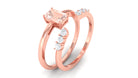 Natural Morganite Stackable Ring Set with Diamond Morganite - ( AAA ) - Quality - Rosec Jewels