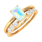 Natural Ethiopian Opal and Diamond Solitaire Ring Set Ethiopian Opal - ( AAA ) - Quality - Rosec Jewels