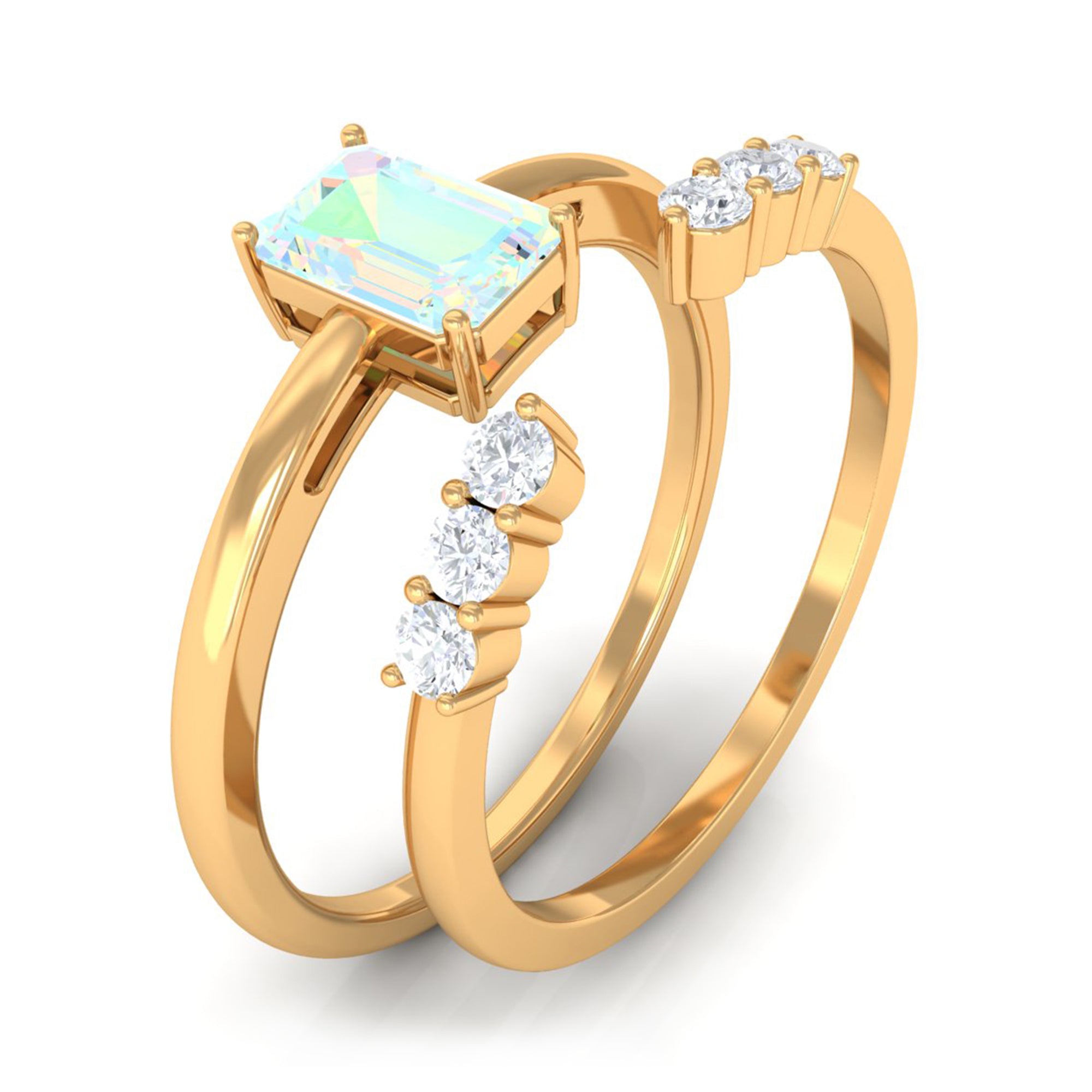 Natural Ethiopian Opal and Diamond Solitaire Ring Set Ethiopian Opal - ( AAA ) - Quality - Rosec Jewels