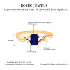 Octagon Cut Blue Sapphire Solitaire Engagement Ring with Diamond Blue Sapphire - ( AAA ) - Quality - Rosec Jewels