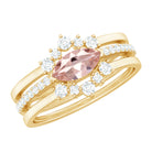 Marquise Cut Morganite Stackable Ring Set with Diamond Morganite - ( AAA ) - Quality - Rosec Jewels