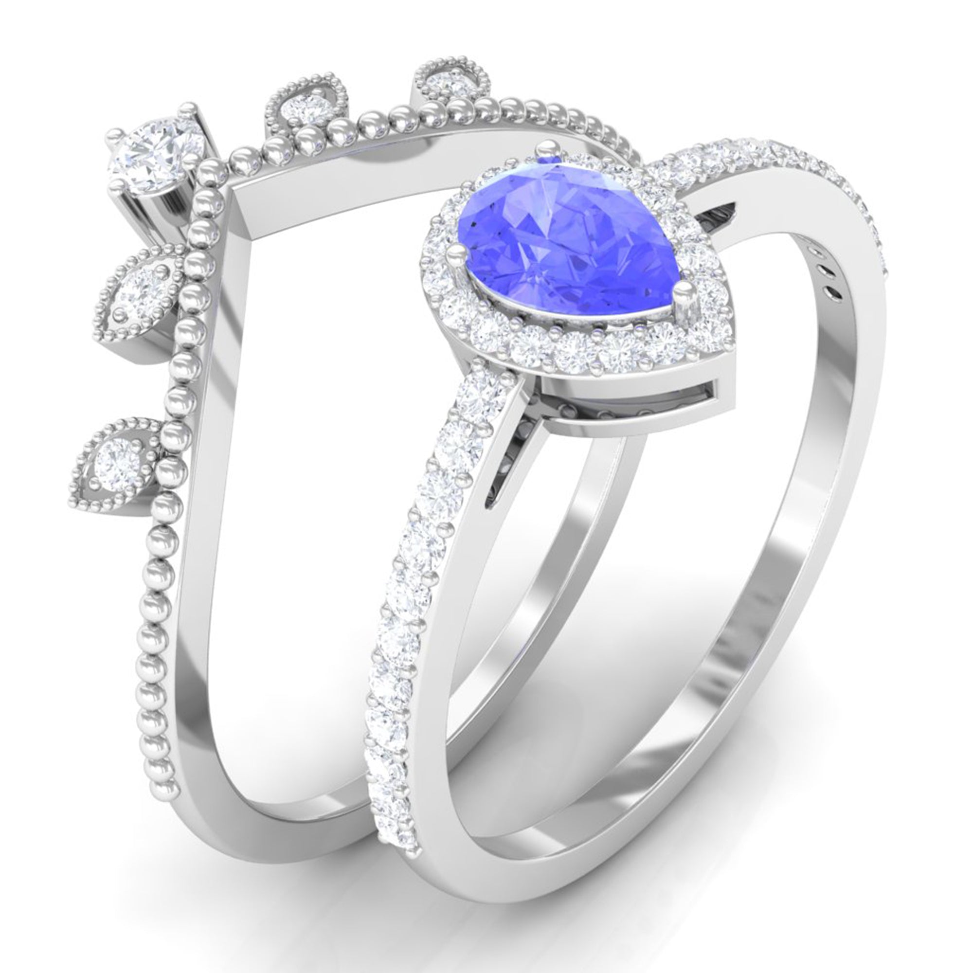 Vintage 10k deals white gold pear-cut tanzanite solitaire ring size 5.25