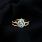 Teardrop Aquamarine Bridal Ring Set with Diamond Aquamarine - ( AAA ) - Quality - Rosec Jewels
