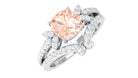 Cushion Cut Morganite and Diamond Bridal Ring Set Morganite - ( AAA ) - Quality - Rosec Jewels