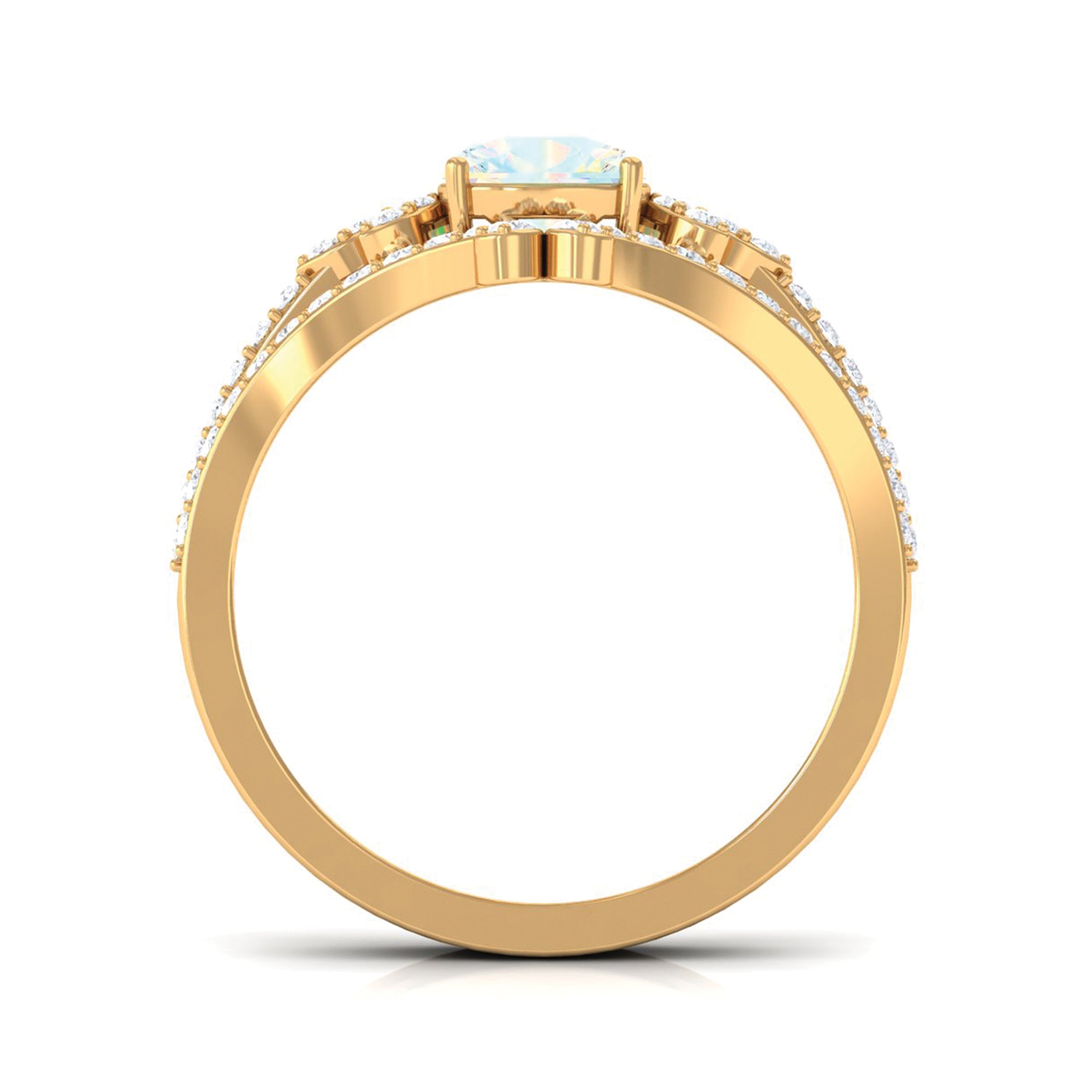 Cushion Cut Ethiopian Opal and Diamond Bridal Ring Set Ethiopian Opal - ( AAA ) - Quality - Rosec Jewels