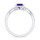 Oval Solitaire Amethyst Engagement Ring with Diamond Amethyst - ( AAA ) - Quality - Rosec Jewels