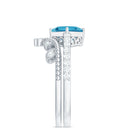 Princess Cut Swiss Blue Topaz Vintage Ring Set with Diamond Swiss Blue Topaz - ( AAA ) - Quality - Rosec Jewels