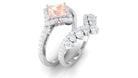 2.5 CT Morganite and Moissanite Statement Wedding Ring Set Morganite - ( AAA ) - Quality - Rosec Jewels