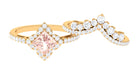 2.5 CT Morganite and Moissanite Statement Wedding Ring Set Morganite - ( AAA ) - Quality - Rosec Jewels